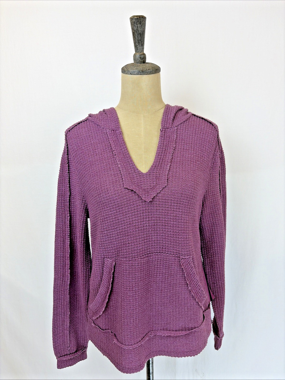NWT XCVI Purple Thermal Hooded Long Sleeve Knit Top #0649 Size XL
